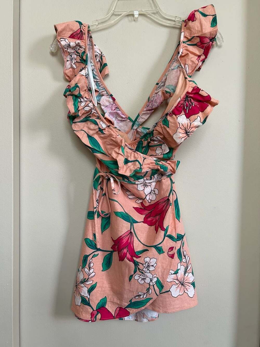 Privacy Please Floral Ruffled Wrap Mini Dress